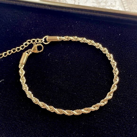 Jewelry - twist rope chain gold Karat Solid stainless steel bracelet eo